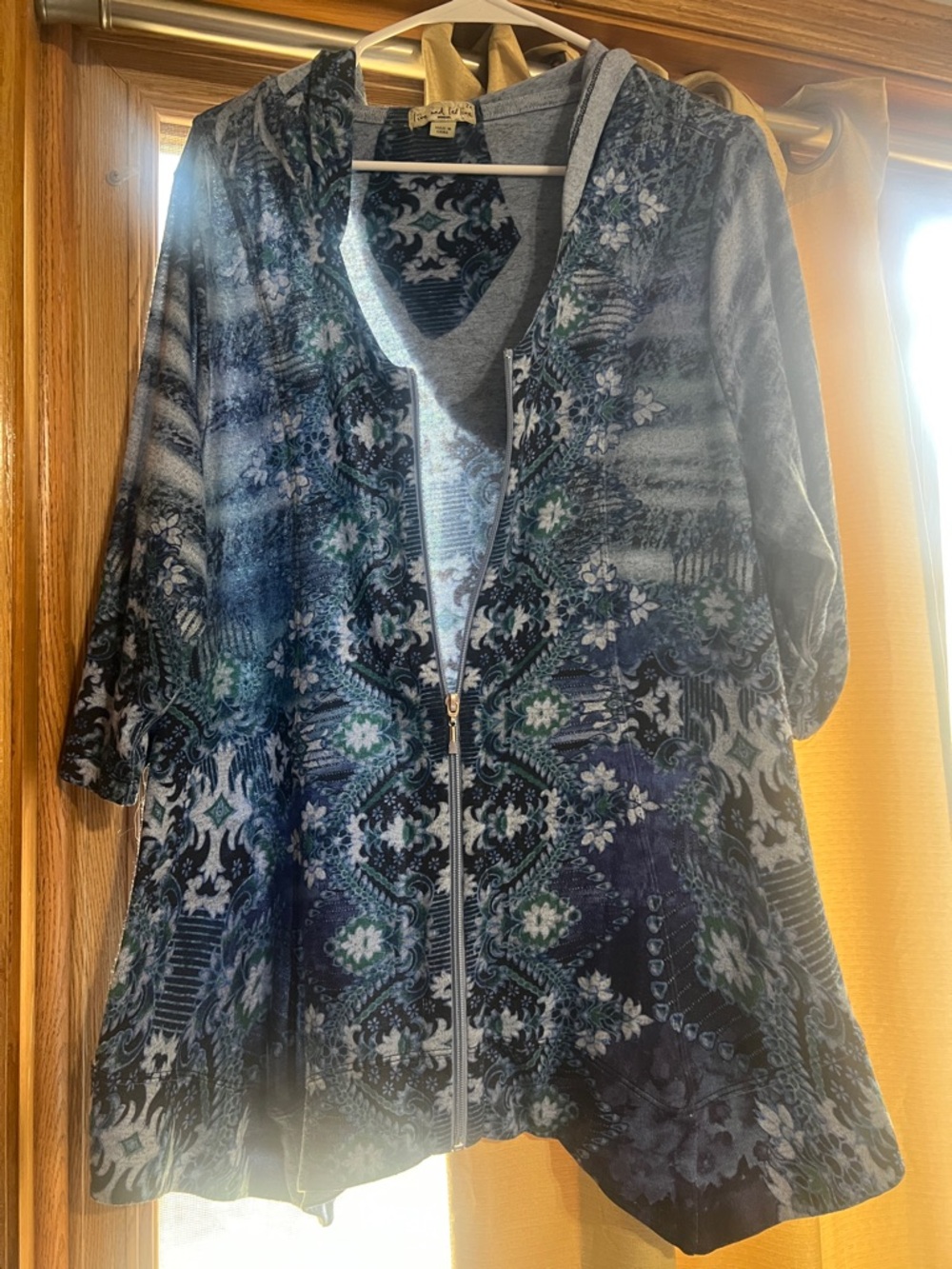 live and let live Blue Patterned Zip-Up Hoodie